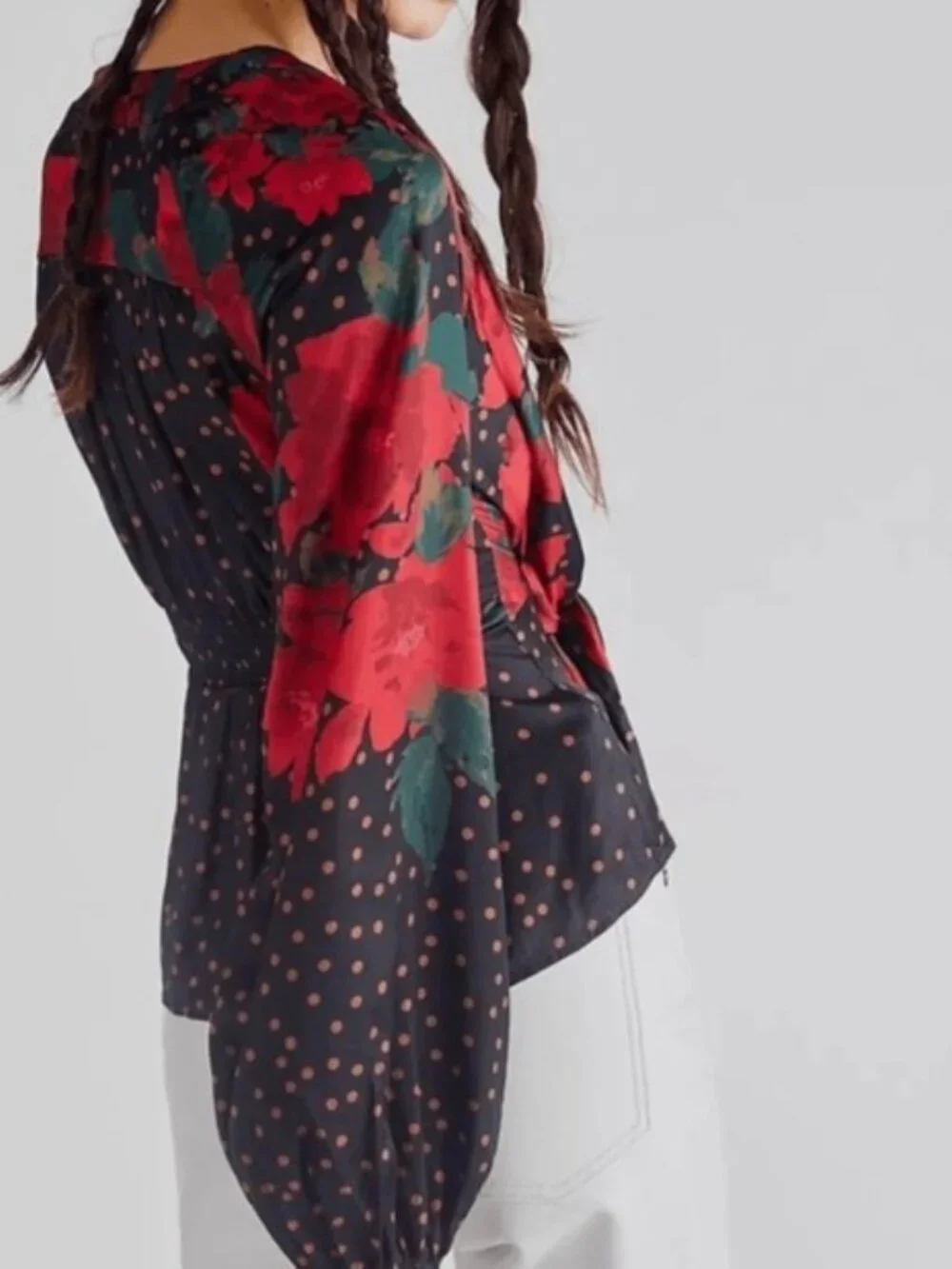 ✨ NWT Free People Run Free Floral Tie Front Blouse – Size Small ✨